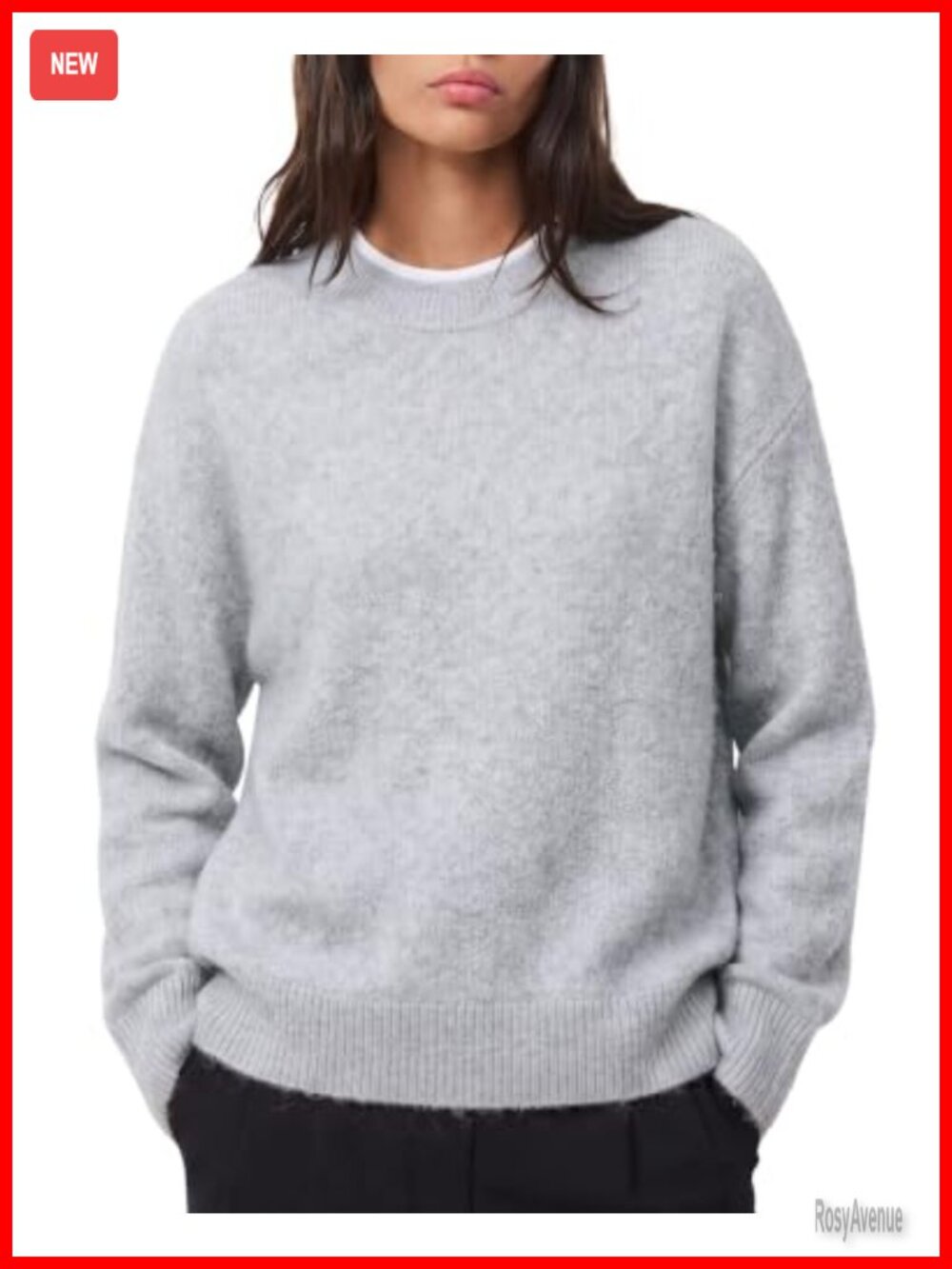 Fuzzy Knit Oversized Crew Neck Long Sleeve Pullover Sweater